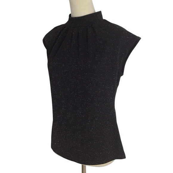 Ann Taylor Black Shimmer Pleated Mockneck NEW - Picture 8 of 10